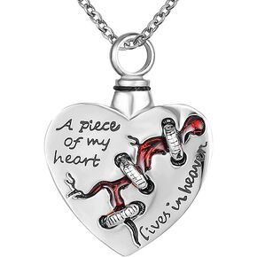a Piece of My Heart Lives in Heaven Souvenir Ashes Necklace