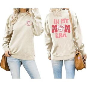 in My Mama Era Sweatshirt for Women Funny Letter Print Mom Life Pullover Long Sleeve Tops Mama Gift