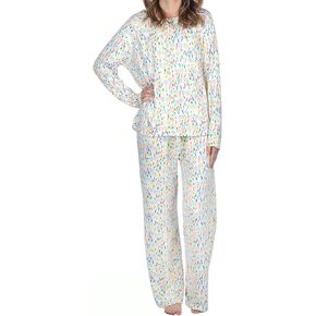 Mary Square Rayon Women's Long Sleeve Pajama Pant Set
