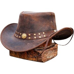 Shapeable Leather Cowboy hat into Outback hat Western Vintage Australian Hats for Men & Women
