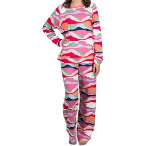 Mary Square Rayon Women's Long Sleeve Pajama Pant Set