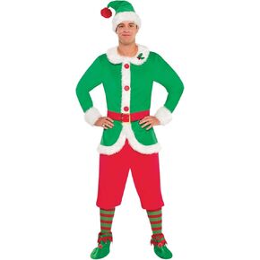 Deluxe Elf Guy Costume Set - Plus Size, 46-52 (1 Pc.) - Festive & Comfortable Design - Perfect for Holiday Parties & Events