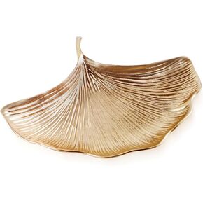 Gold Jewelry Dish, Ginkgo Leaf Trinket Dish Ring Dish, Metal Jewelry Organizer Vintage Tray for Earring Necklace, Leaf Plate, Gold Tray Decor for Women Gift