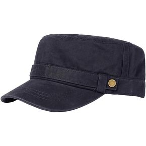 Adjustable Unisex Flat Top Twill Classical Baseball Cap Military Hat 22-23.2 in Cadet Cap for Men and Women