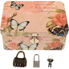Metal Coin Bank Tinplate Storage Box, with Padlock, Iron Storage Case Metal Keepsake Box Trinket Jewelry Box Rectangle Storage Holder Small Storage Tin Box Money Coin Bank