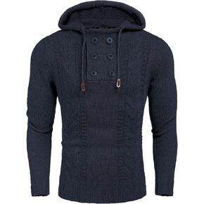COOFANDY Men's Knitted Hoodies Pullover Casual Long Sleeve Turtleneck Sweaters