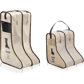 Portable Boots Storage Bags, 2 Packs Dust-proof Short Boot and Tall Boot Carry Bag for Travel and Daily Use (Beige)