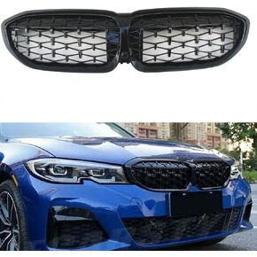 New G20 G28 Diamond Grille for BMW 3 Series Front Mesh Kidney Grills Front Bumper Replacement Grille 2019-2021 (Black） in Saudi Arabia