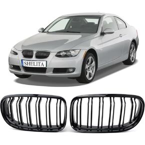 SHELITA Matte Black Kidney Grille Grill E90 Sport Double Slats Front Grille for BMW E90 323i 328i 328xi 335d 335i 335xi 2009-2011