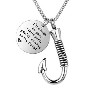 Fish hook Cremation Urn Necklace for Ashes Fishing Memorial Ashes Keepsake Pendant Jewelry