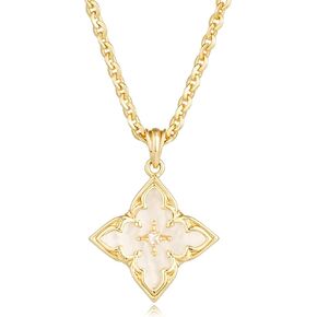 MYEARS Women Star Necklaces Gold Pendant Natural Stone Cubic Zirconia 14K Gold Plated Simple Dainty O Link Chain Everyday Trendy Jewelry