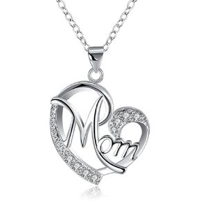 Mothers Day Birthday Gift for Mom, Mother Necklace Pendant for Women Love Heart Pendant Jewelry