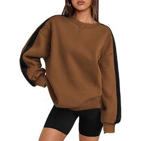 Zeagoo Womens Sweatshirt Long Sleeve Color Block Fleece Hoodies Fall Casual Crewneck Pullover Tunic Tops 2025