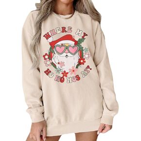 KEKEMI المرأة عيد الميلاد البلوز Crewneck الزنجبيل قميص طويل الأكمام شجرة عيد الميلاد القهوة البلوز المتضخم عطلة القمم