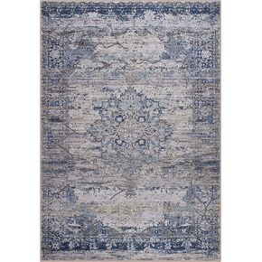 GLN Rugs Vintage Collection - Machine Washable Area Rug, Vintage Washable Rug, Non Slip Area Rug, Low Pile Living Room Rug, Bedroom Rug, Bathroom Rug - Easy Clean (4'x6' Red and Beige Rug)