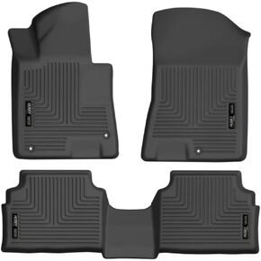 Husky Liners Weatherbeater Floor Mats | Fits 2020 - 2024 Hyundai Sonata (Excludes Hybrid); 2021 - 2024 Kia K5 Front Wheel Drive | Front & 2nd Row, 3-pc Black - 95771