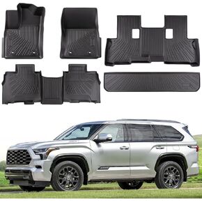 for Toyota Sequoia Floor Mats 2024 2023 (7-Seat) All Weather Rubber for Sequoia Floor Mats Trunk Mat 2023 2024 for Toyota Sequoia Floor Mats Accessories 2024 2023 Custom Fit Waterproof