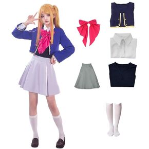 OshiNoKo Ruby Hoshino Aquamarine Cosplay JK Uniform Blue Costume School Uniform Suit Women