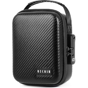 OZCHIN Portable Hard Shell Bag with Combination Lock Carbon Lining Hard Shell Pouch Water Repellent Carrying Organizer Bags Lockable Travel Bag