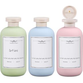 10oz 3Pcs Plastic Refillable Travel Shampoo and Conditioner Bottles Refillable Travel Shampoo Bottles with Flip Cap Plastic Refillable Shampoo and Conditioner Bottles Travel Size