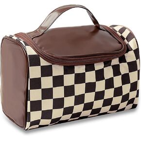 Makeup Bag Large Capacity Cosmetic Bag Waterproof Anti-Scratch Travel Toiletry Bag Large Black and White Checkered Cosmetic Organizer for Women