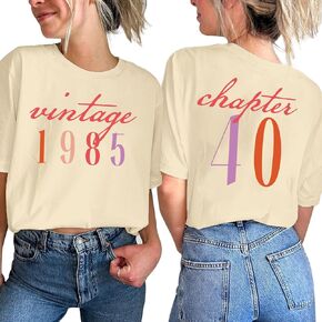40th Birthday Shirts for Women Vintage 1985 Tshirt Birthday Party Short Sleeve Tee Tops
