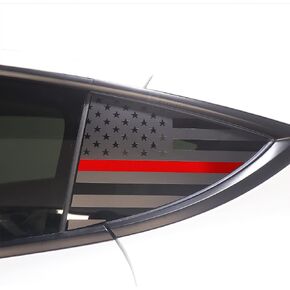 Bogar Tech Designs Precut Quarter Window American Flag Vinyl Decal Compatible with Tesla Model Y, Matte Black