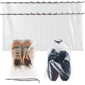 50 Pcs transparent Shoe Bags for Travel,11.8“ x 15.7",Drawstring Travel Shoe Bags for Packing,Waterproof Dustproof Portable Travel Shoe Storage Bag for Men and Womens Per Piece