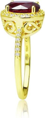 Ice Gems Sterling Silver Simulated Ruby and Cubic Zirconia Round Halo Ring in Kuwait