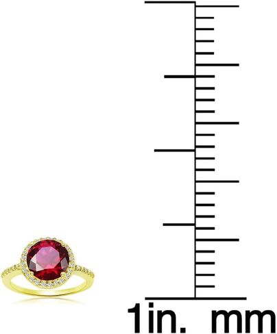 Ice Gems Sterling Silver Simulated Ruby and Cubic Zirconia Round Halo Ring in Kuwait