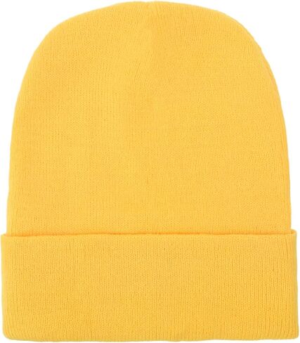 Yellow Beanie Hat for Men Women, Yellow Winter Knit Beanies Unisex Warm Cuff Beanie Soft Knitted Skull Caps Fashionable Headwear for Skating Running Hiking Biking in Saudi Arabia