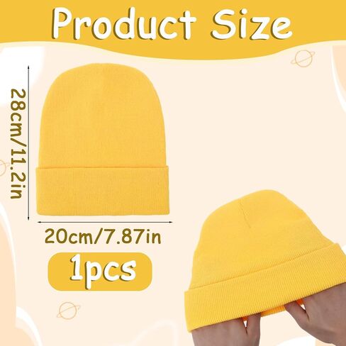 Yellow Beanie Hat for Men Women, Yellow Winter Knit Beanies Unisex Warm Cuff Beanie Soft Knitted Skull Caps Fashionable Headwear for Skating Running Hiking Biking in Saudi Arabia