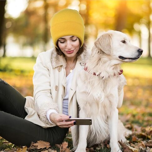 Yellow Beanie Hat for Men Women, Yellow Winter Knit Beanies Unisex Warm Cuff Beanie Soft Knitted Skull Caps Fashionable Headwear for Skating Running Hiking Biking in Saudi Arabia