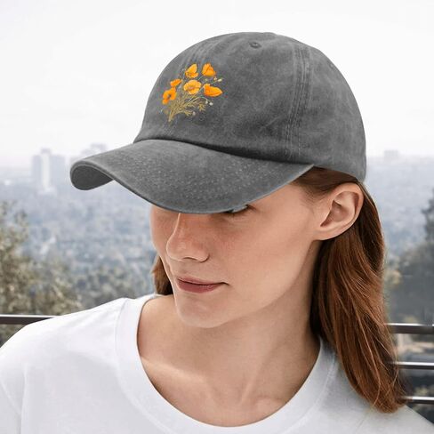 California Poppies Vintage Hats for Women Baseball Cap Stylish Washed Workout Hats Breathable, Pigment Gray in Saudi Arabia