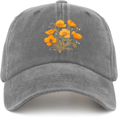California Poppies Vintage Hats for Women Baseball Cap Stylish Washed Workout Hats Breathable, Pigment Gray in Saudi Arabia