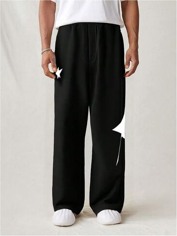 GORGLITTER Men's Y2K Star Pants Graphic Baggy Sweatpants Elastic Waist Loose Wide Leg Joggers in Kuwait