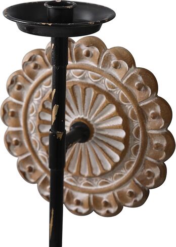 SOFE Farmhouse Hanging Candle Holder, Candle Wall Sconce with Wooden Floral Sculpture, Tapered Candlestick Holders Wrought Iron Wall Decor, Living Room, Hallway Decor in Kuwait