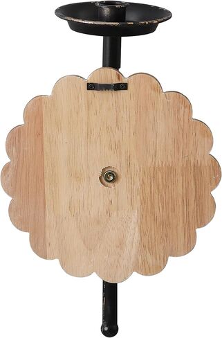 SOFE Farmhouse Hanging Candle Holder, Candle Wall Sconce with Wooden Floral Sculpture, Tapered Candlestick Holders Wrought Iron Wall Decor, Living Room, Hallway Decor in Kuwait