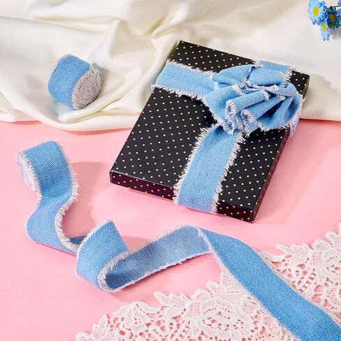 Pandahall 10.93 Yard Stitch Denim Ribbon 0.39 Inches Marine Blue Jeans Cloth Fabric Ribbon for Sewing Hairclip Garment Decoration in Saudi Arabia