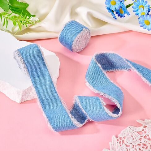 Pandahall 10.93 Yard Stitch Denim Ribbon 0.39 Inches Marine Blue Jeans Cloth Fabric Ribbon for Sewing Hairclip Garment Decoration in Saudi Arabia