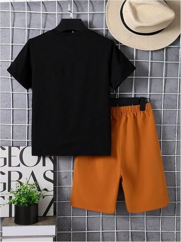 Boy's 2 Piece Outfits Short Sleeve Tropical Graphic Tee Shirts and Bermuda Shorts Summer Sets in Saudi Arabia