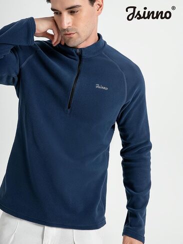 Men's Lightweight Fleece Pullover - Half-Zip - Perfect for Hiking, Outdoor, Trekking - Breathable Warmth, Anti-Static in Saudi Arabia