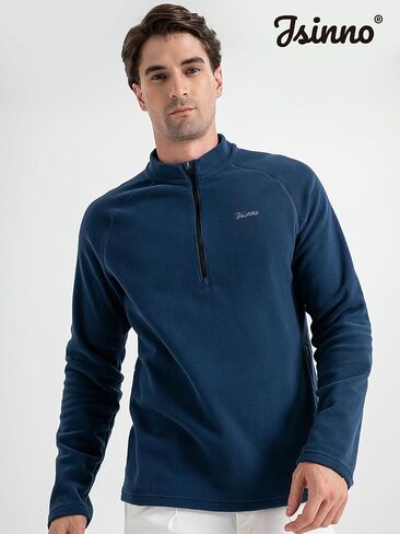 Men's Lightweight Fleece Pullover - Half-Zip - Perfect for Hiking, Outdoor, Trekking - Breathable Warmth, Anti-Static in Saudi Arabia