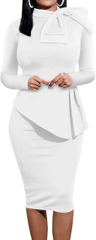 فساتين HipGlamp النسائية الأنيقة ذات الأكمام الطويلة للحفلات ذات الأكمام الطويلة والمكشكشة in Kuwait