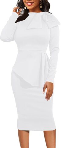 فساتين HipGlamp النسائية الأنيقة ذات الأكمام الطويلة للحفلات ذات الأكمام الطويلة والمكشكشة in Kuwait