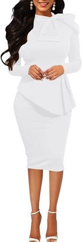 فساتين HipGlamp النسائية الأنيقة ذات الأكمام الطويلة للحفلات ذات الأكمام الطويلة والمكشكشة in Kuwait