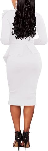 فساتين HipGlamp النسائية الأنيقة ذات الأكمام الطويلة للحفلات ذات الأكمام الطويلة والمكشكشة in Kuwait