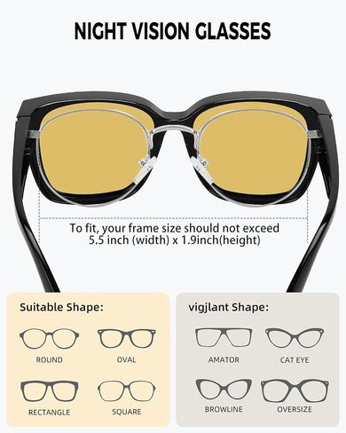 Night Vision Driving Glasses Fit Over Glasses for Women Men, Anti Glare Glasses Polarized Night Driving Glasses in Saudi Arabia