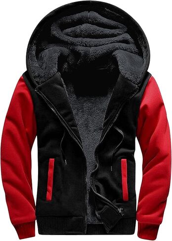 Little Beauty Hoodies for Men Zipper Jacket Fleece Sherpa Lined Winter Wool Heavyweight Sweashirts in Kuwait