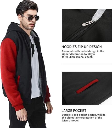 Little Beauty Hoodies for Men Zipper Jacket Fleece Sherpa Lined Winter Wool Heavyweight Sweashirts in Kuwait